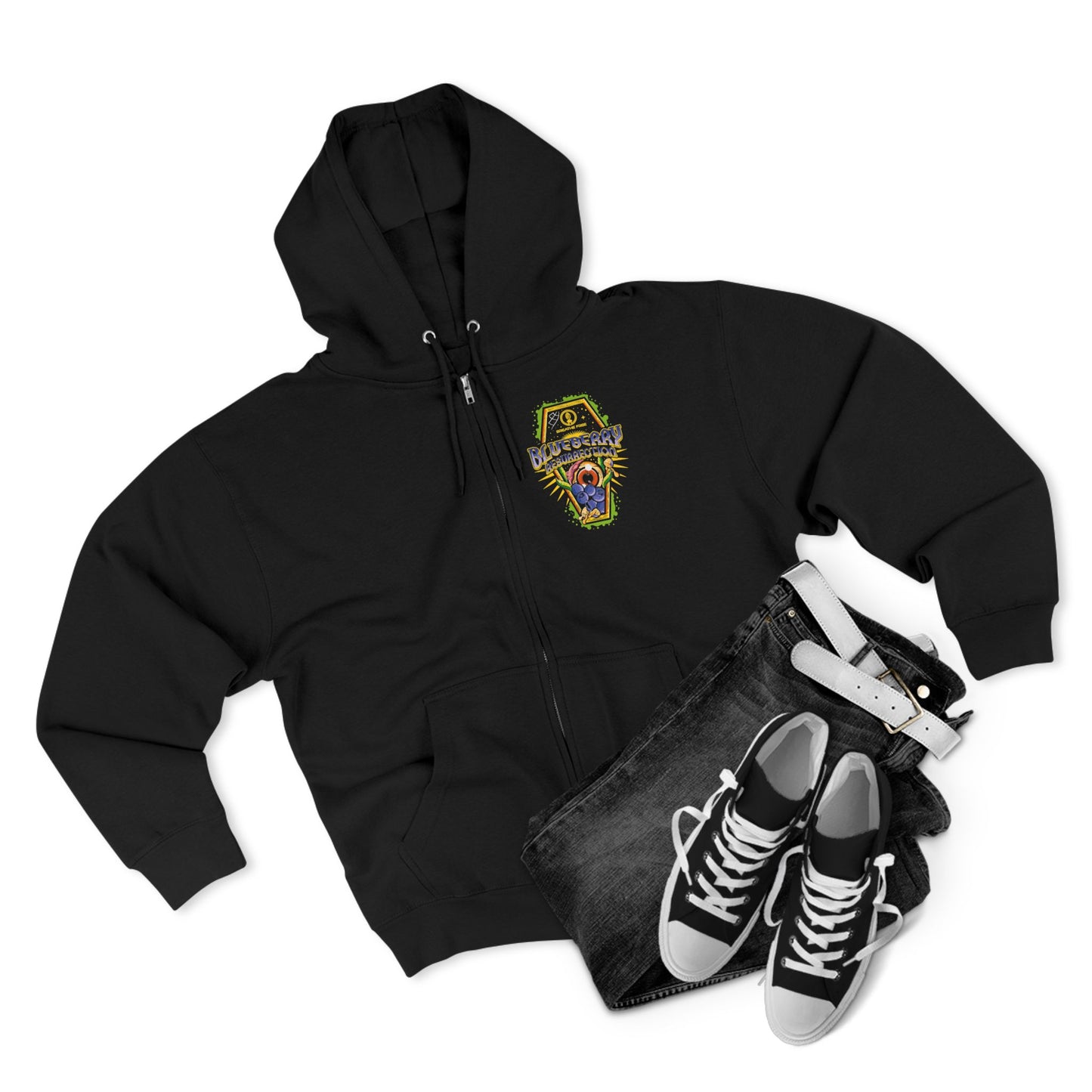 BLUEBERRY REZ ZIP HOODIE Colorful Graphic Unisex Zip Hoodie for Fun and Relaxation | Casual Wear, Birthday Gift, Streetwear, Cozy Apparel, Unique Style