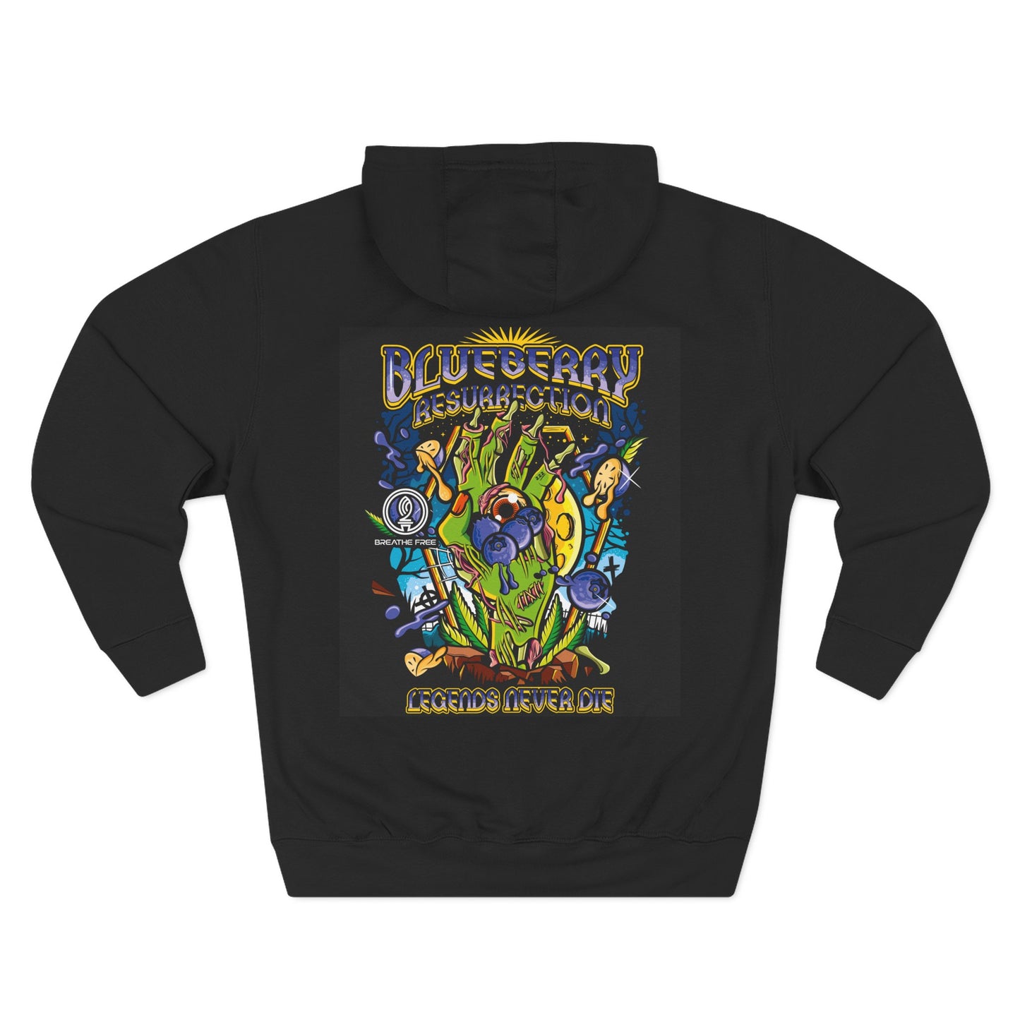 BLUEBERRY RESURRECTION Cool Graphic Hoodie, Breathe Free Fleece Pullover, Artistic Streetwear, Unisex Casual Sweatshirt, Gift for Music Lovers, Cozy Layering Piece