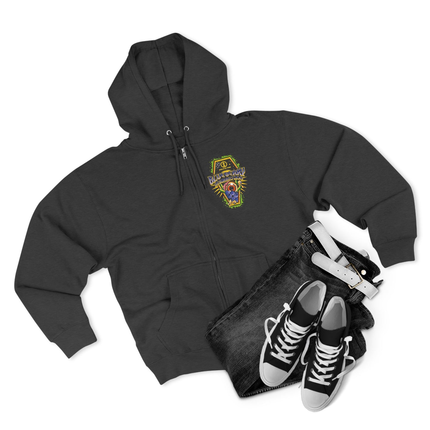 BLUEBERRY REZ ZIP HOODIE Colorful Graphic Unisex Zip Hoodie for Fun and Relaxation | Casual Wear, Birthday Gift, Streetwear, Cozy Apparel, Unique Style