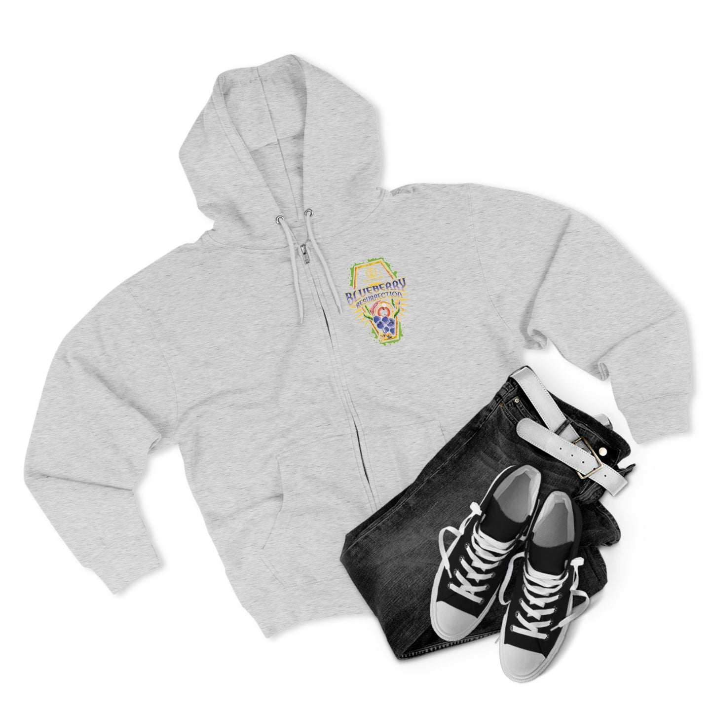 BLUEBERRY REZ ZIP HOODIE Colorful Graphic Unisex Zip Hoodie for Fun and Relaxation | Casual Wear, Birthday Gift, Streetwear, Cozy Apparel, Unique Style