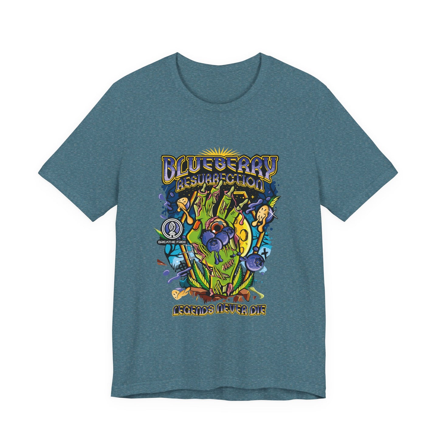 Blueberry Resurrection Short Sleeve Tee, T-Shirt, Gift for Friends, Festival Apparel, Casual Wear, Unique Graphic Design