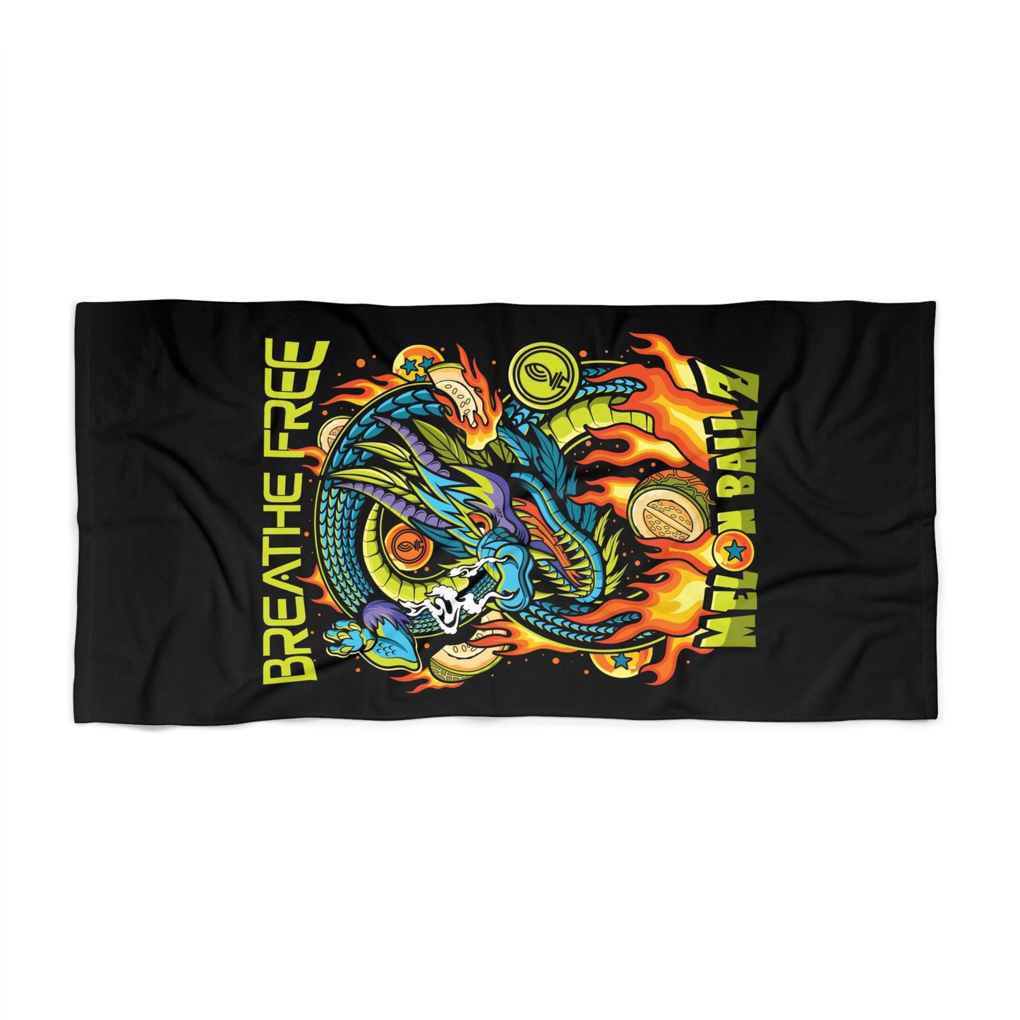 Breathe Free- Melonball-Z- Vibrant Beach Towel - Colorful Towel for Summer, Poolside, Adventure, Gifts, Beach Days