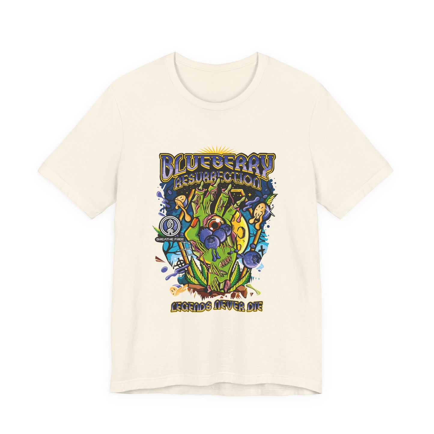 Blueberry Resurrection Short Sleeve Tee, T-Shirt, Gift for Friends, Festival Apparel, Casual Wear, Unique Graphic Design