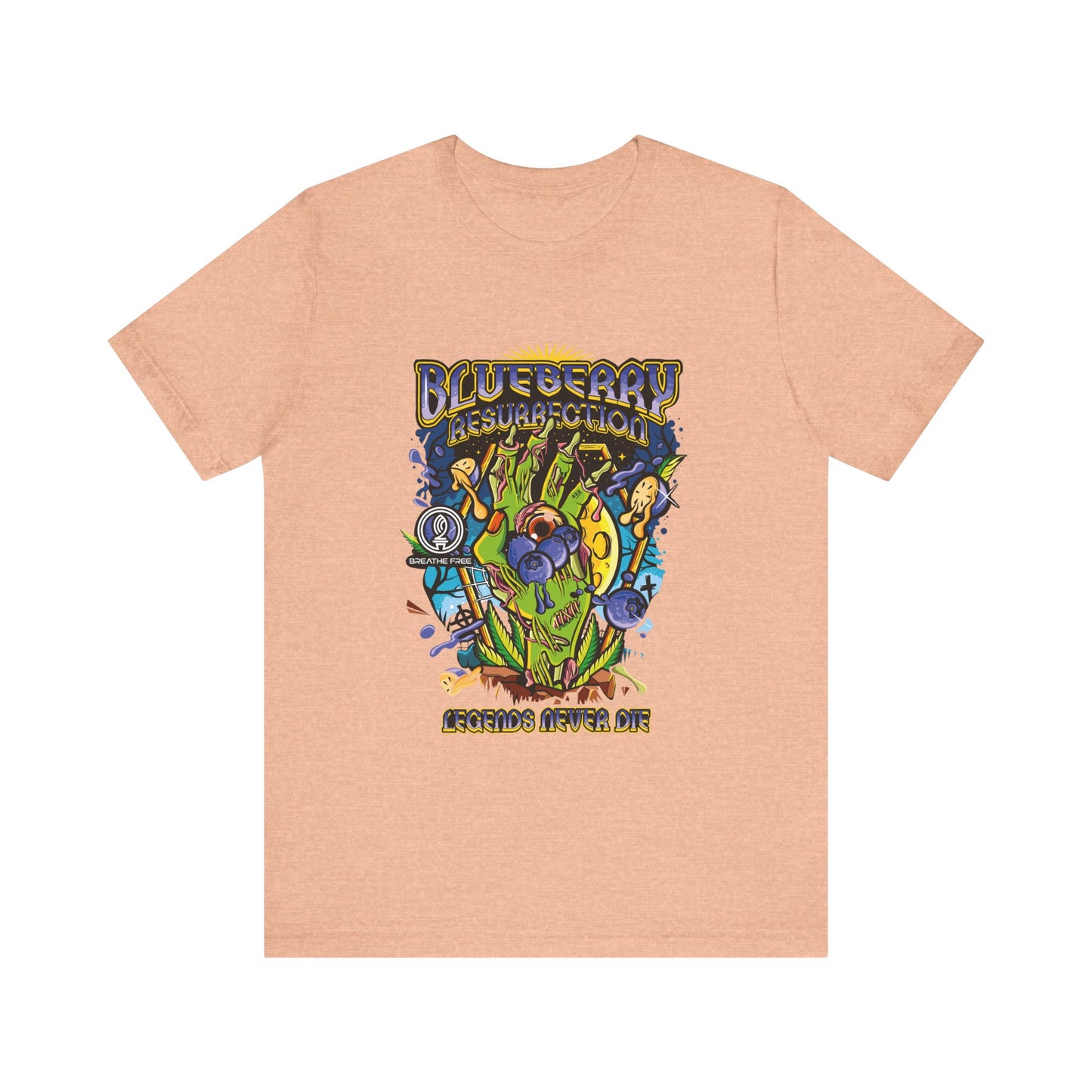 Blueberry Resurrection Short Sleeve Tee, T-Shirt, Gift for Friends, Festival Apparel, Casual Wear, Unique Graphic Design