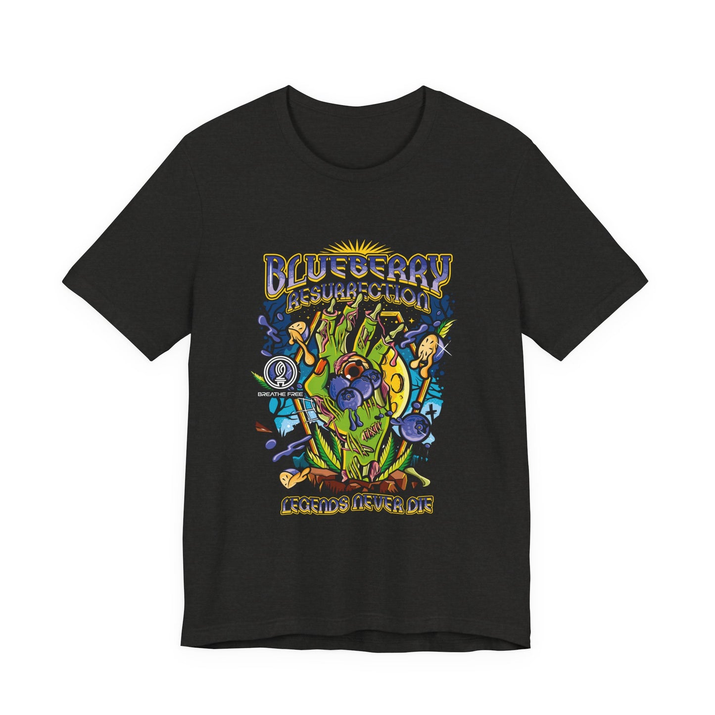Blueberry Resurrection Short Sleeve Tee, T-Shirt, Gift for Friends, Festival Apparel, Casual Wear, Unique Graphic Design