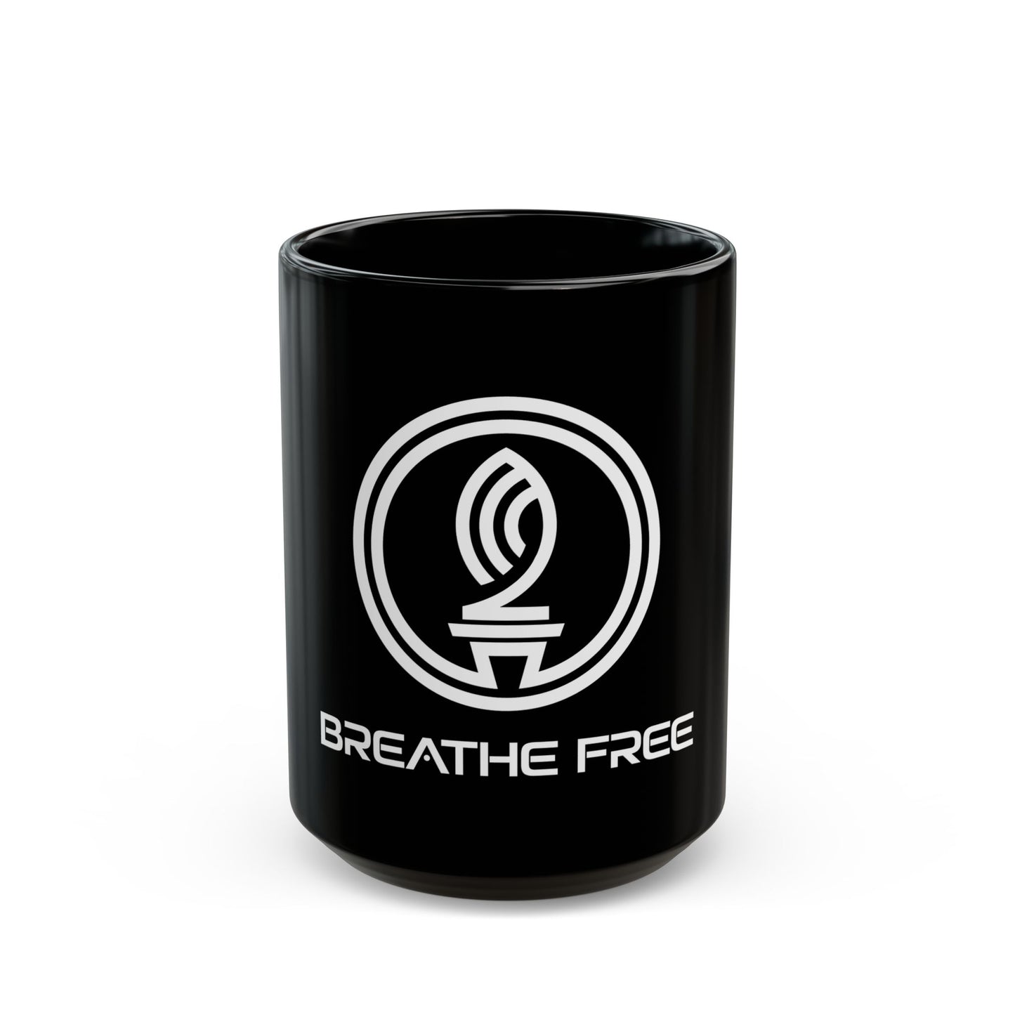 Breathe Free Black Mug - Motivational Coffee Cup, Gift for Coffee Lovers, Inspirational Drinkware, Office Mug, Daily Reminder