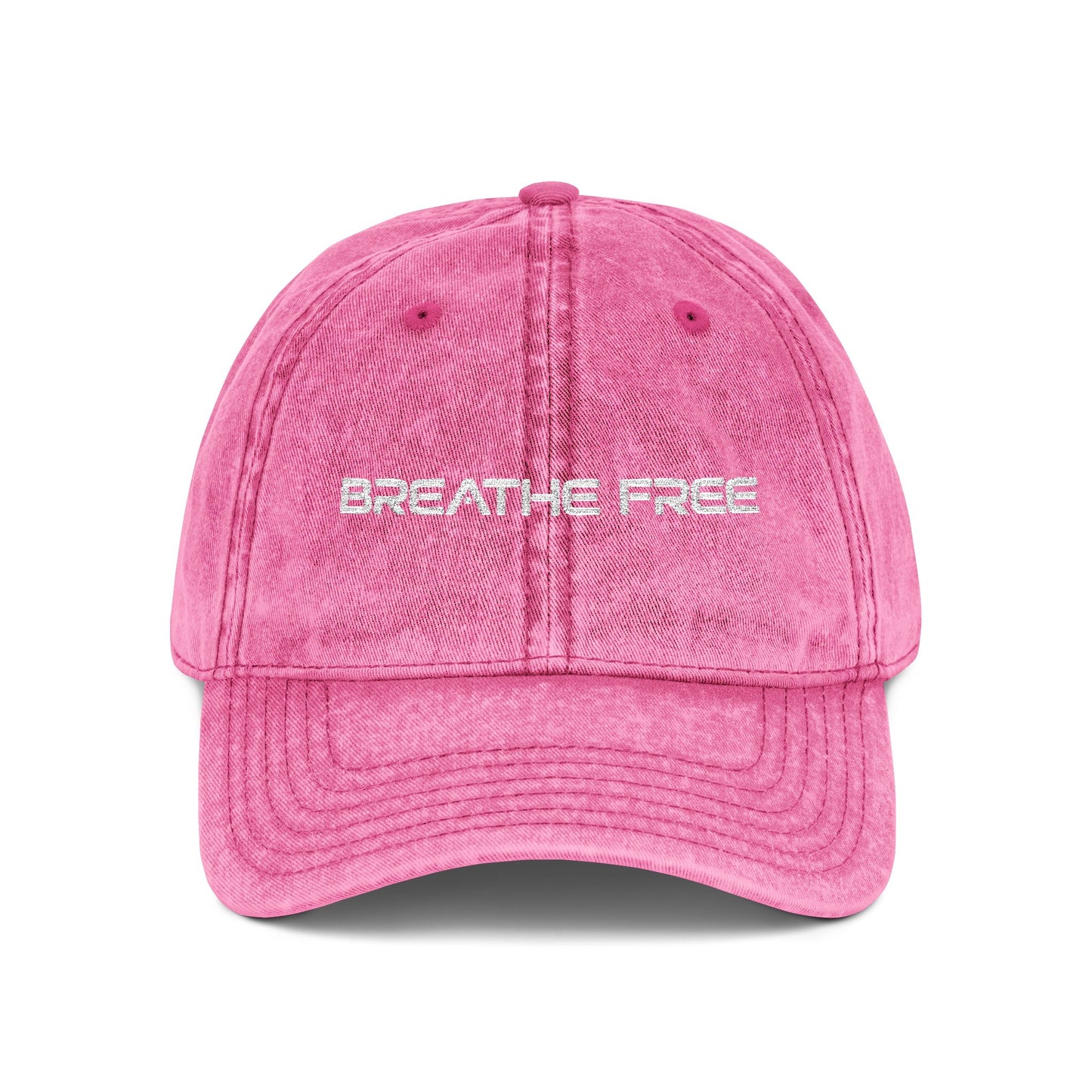 Vintage Embroidered Cap - "BREATHE FREE" Distressed Dad Hat