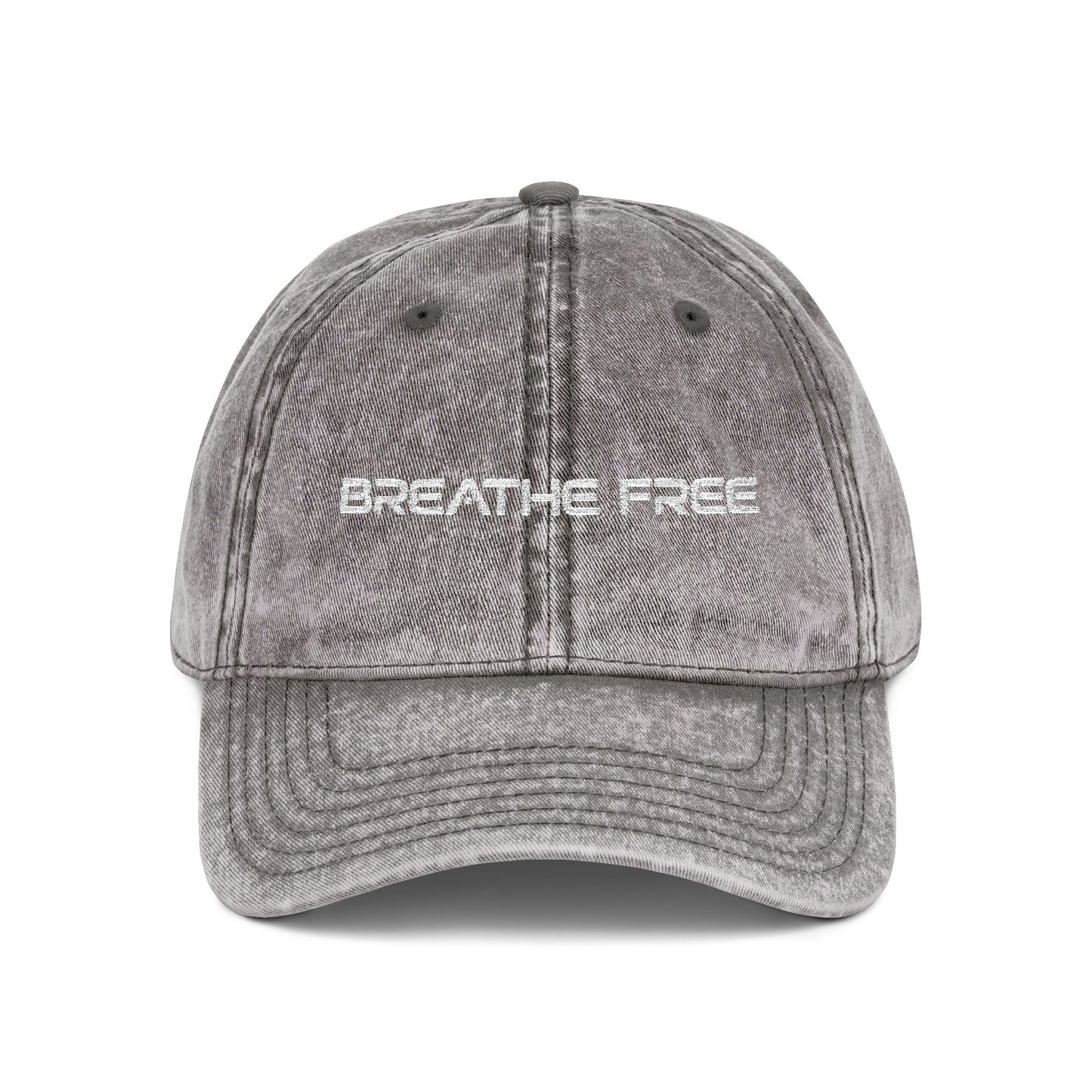 Vintage Embroidered Cap - "BREATHE FREE" Distressed Dad Hat