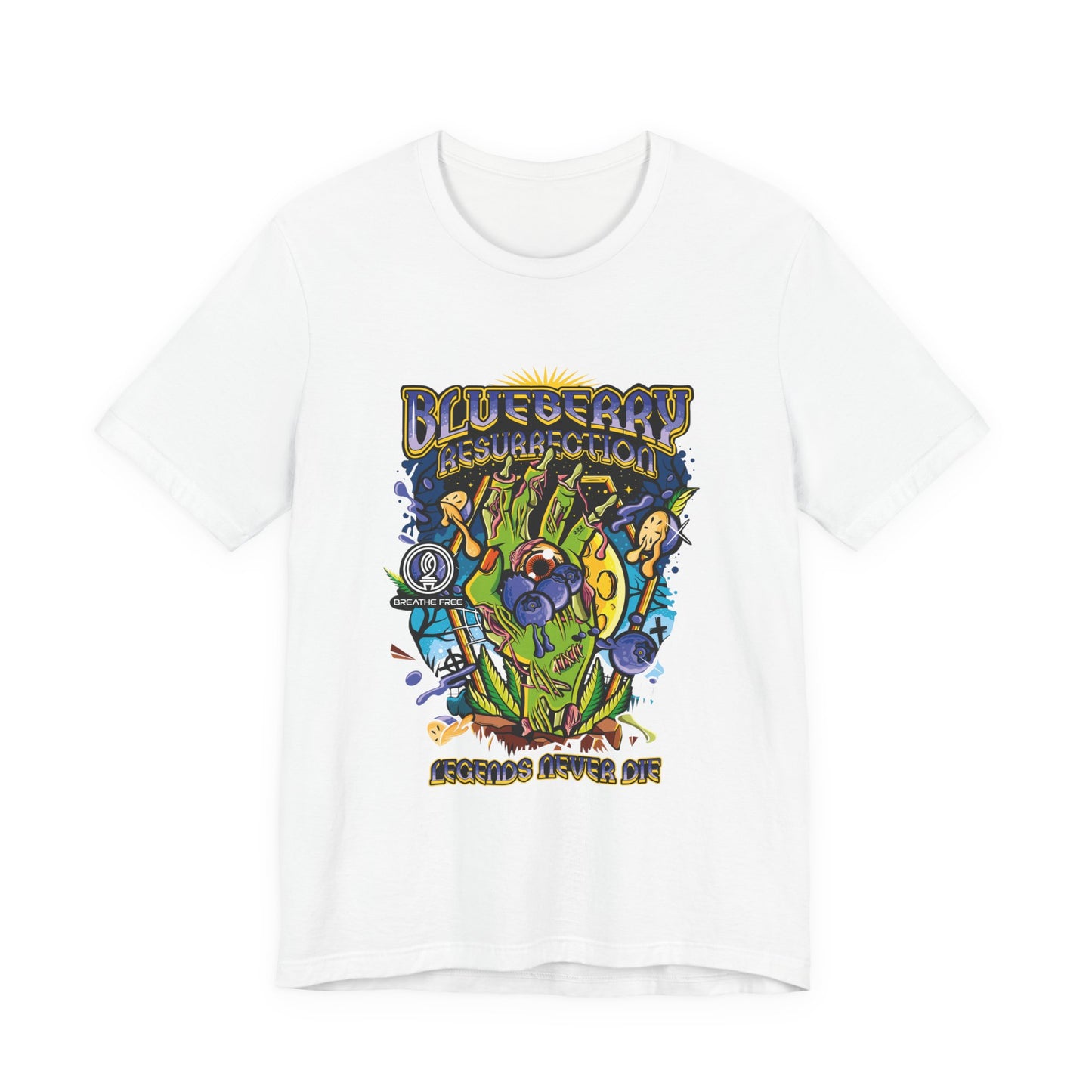 Blueberry Resurrection Short Sleeve Tee, T-Shirt, Gift for Friends, Festival Apparel, Casual Wear, Unique Graphic Design