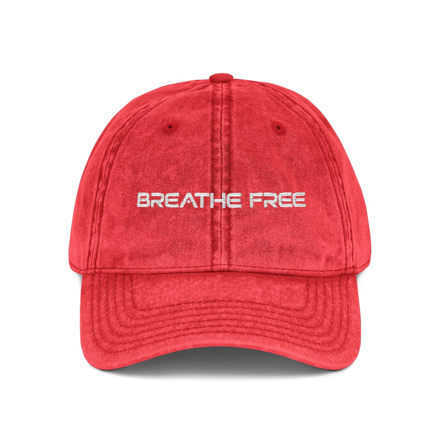Vintage Embroidered Cap - "BREATHE FREE" Distressed Dad Hat
