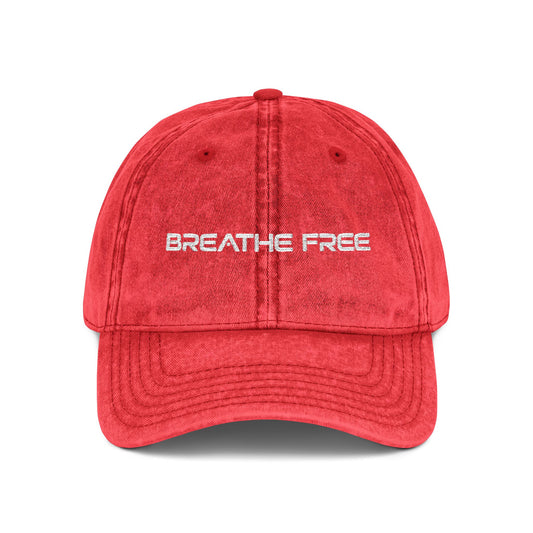 Vintage Embroidered Cap - "BREATHE FREE" Distressed Dad Hat