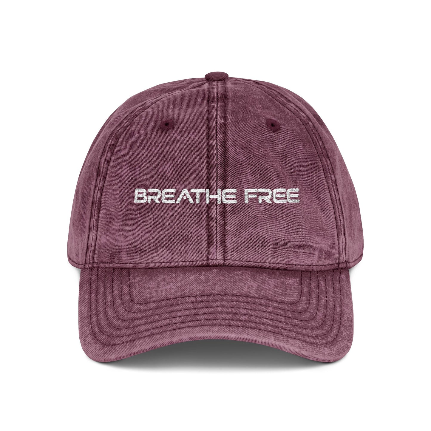 Vintage Embroidered Cap - "BREATHE FREE" Distressed Dad Hat