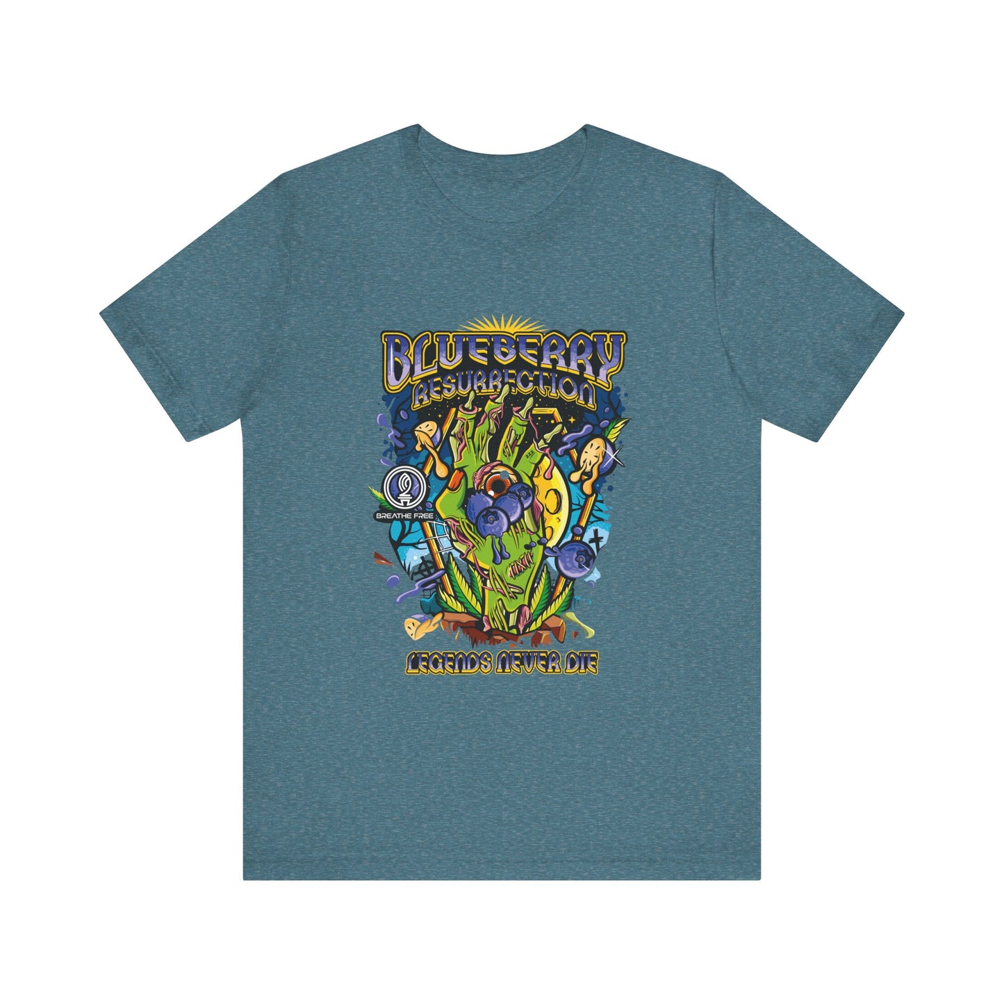 Blueberry Resurrection Short Sleeve Tee, T-Shirt, Gift for Friends, Festival Apparel, Casual Wear, Unique Graphic Design