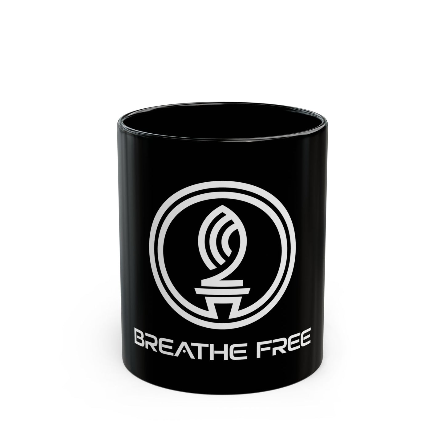 Breathe Free Black Mug - Motivational Coffee Cup, Gift for Coffee Lovers, Inspirational Drinkware, Office Mug, Daily Reminder