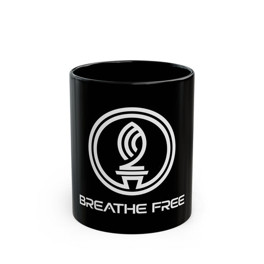 Breathe Free Black Mug - Motivational Coffee Cup, Gift for Coffee Lovers, Inspirational Drinkware, Office Mug, Daily Reminder