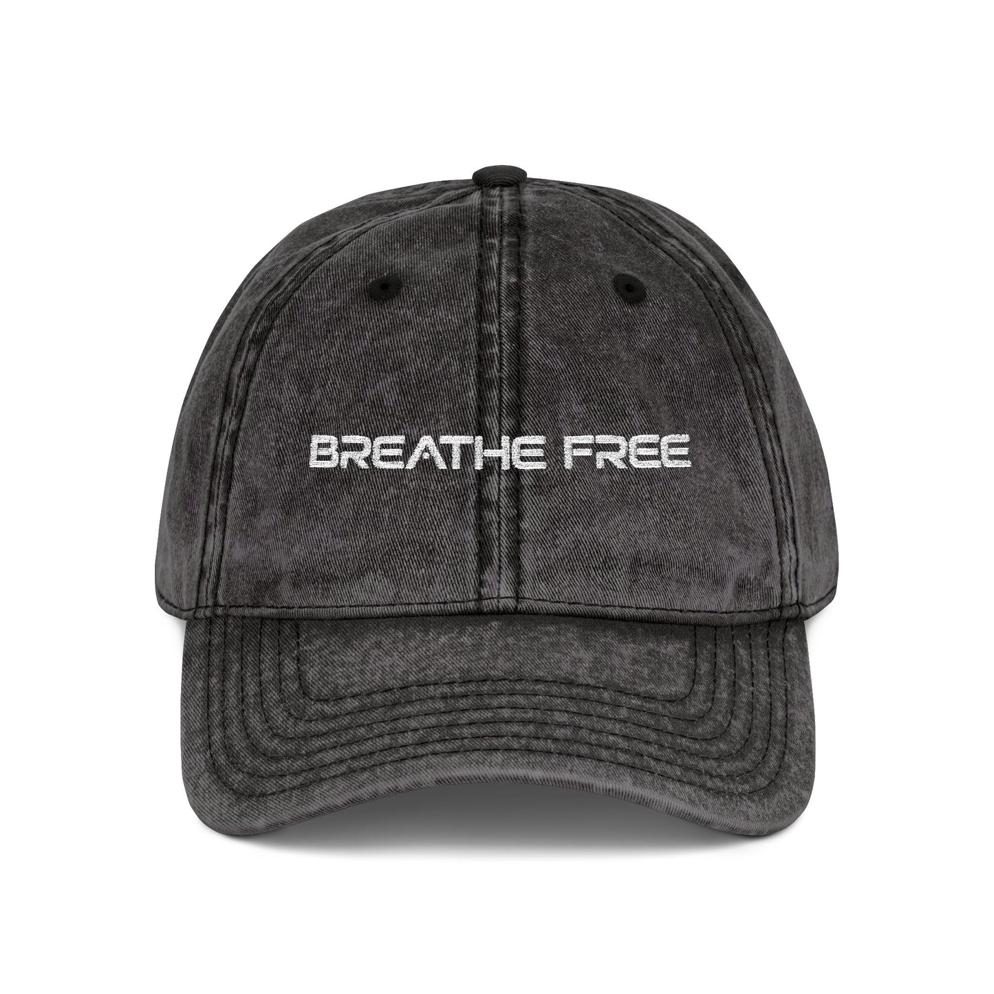 Vintage Embroidered Cap - "BREATHE FREE" Distressed Dad Hat