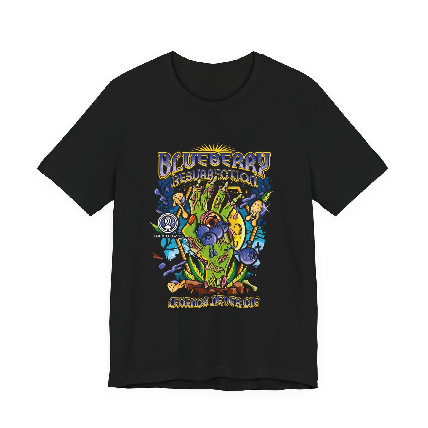 Blueberry Resurrection Short Sleeve Tee, T-Shirt, Gift for Friends, Festival Apparel, Casual Wear, Unique Graphic Design