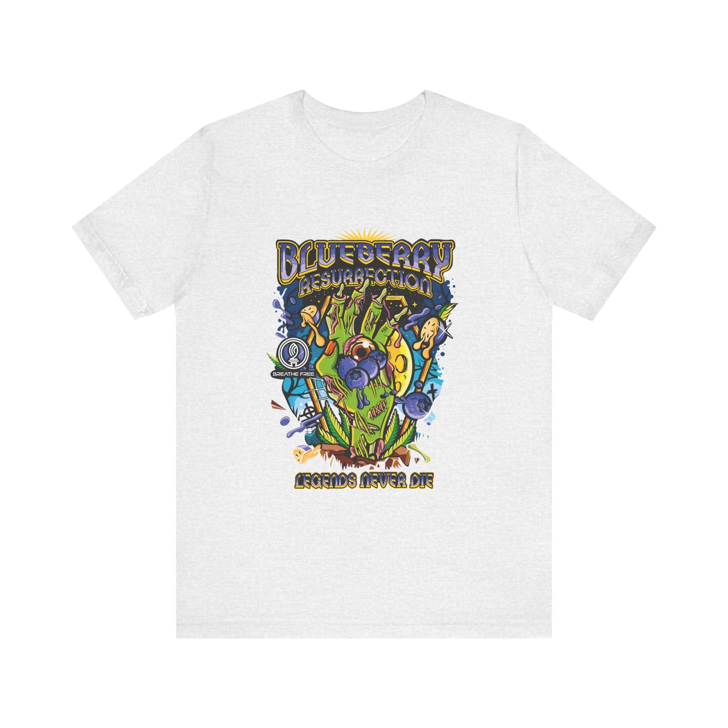 Blueberry Resurrection Short Sleeve Tee, T-Shirt, Gift for Friends, Festival Apparel, Casual Wear, Unique Graphic Design