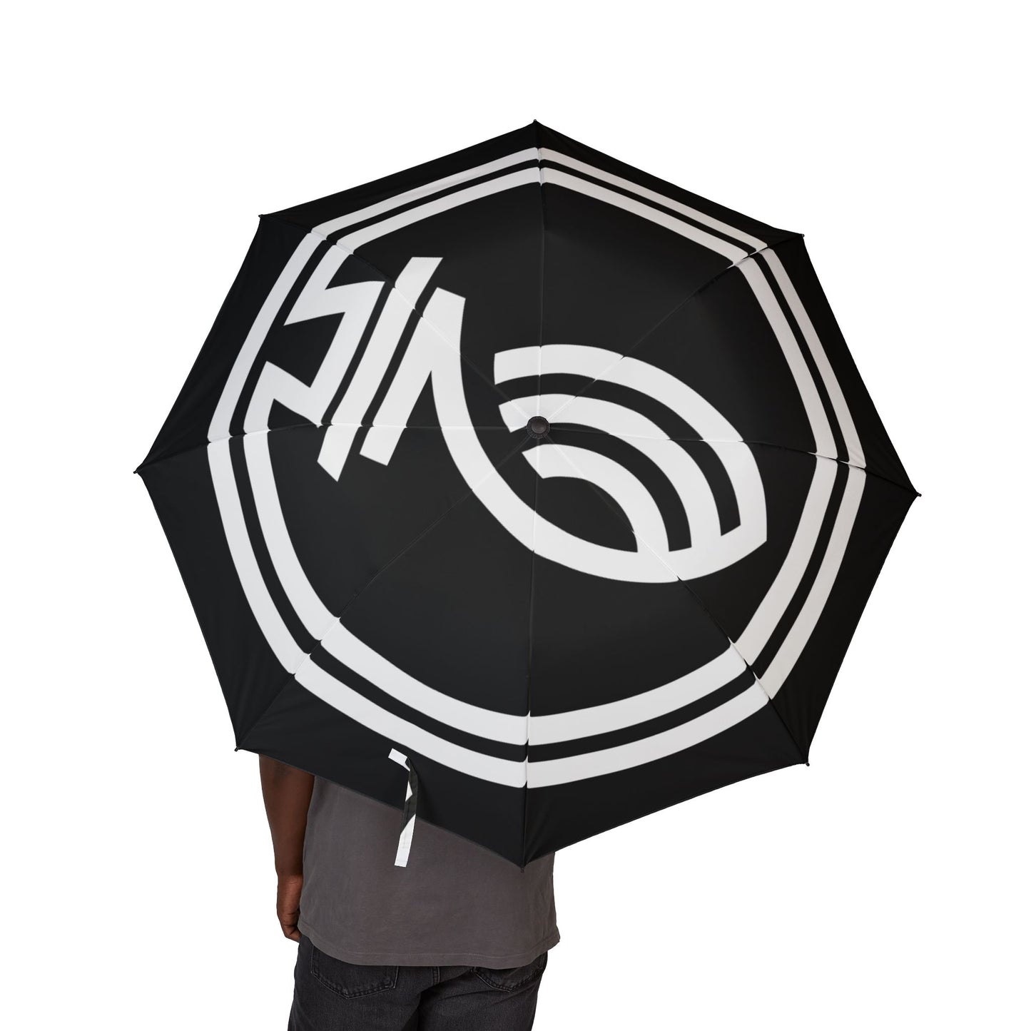 Stylish Semi-Automatic Foldable Umbrella for Rainy Days, Compact Travel Umbrella, Chic Gift for Him/Her, Black and White Design, [...]