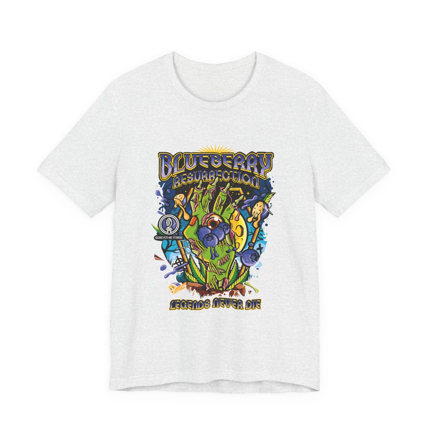 Blueberry Resurrection Short Sleeve Tee, T-Shirt, Gift for Friends, Festival Apparel, Casual Wear, Unique Graphic Design
