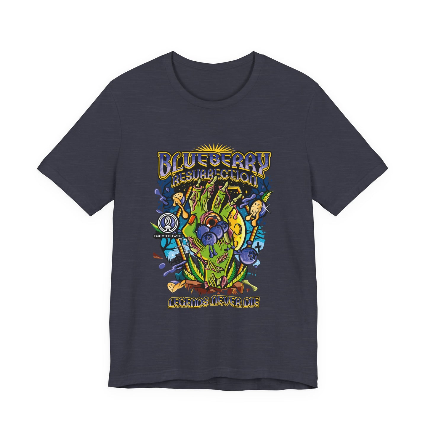 Blueberry Resurrection Short Sleeve Tee, T-Shirt, Gift for Friends, Festival Apparel, Casual Wear, Unique Graphic Design