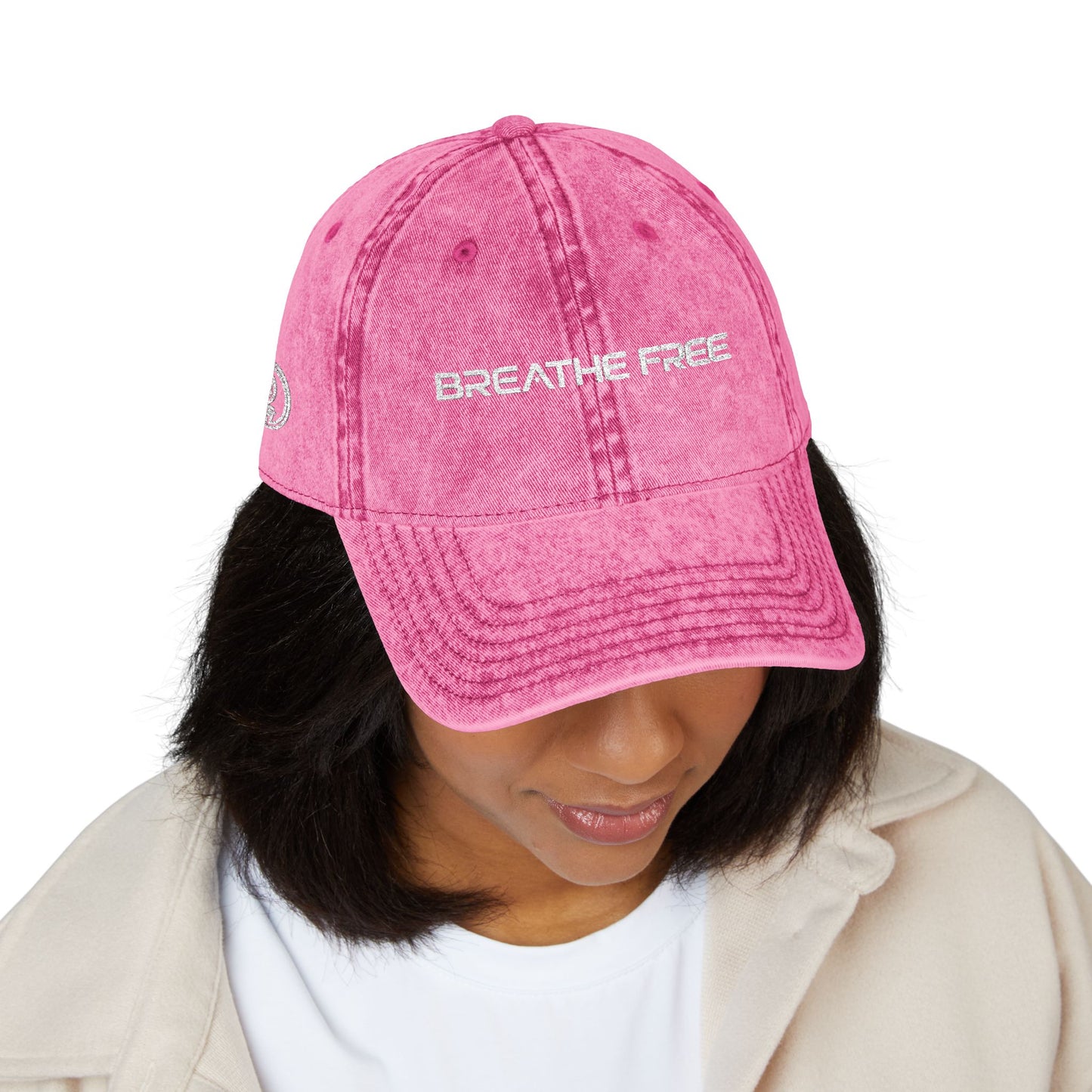 Vintage Embroidered Cap - "BREATHE FREE" Distressed Dad Hat