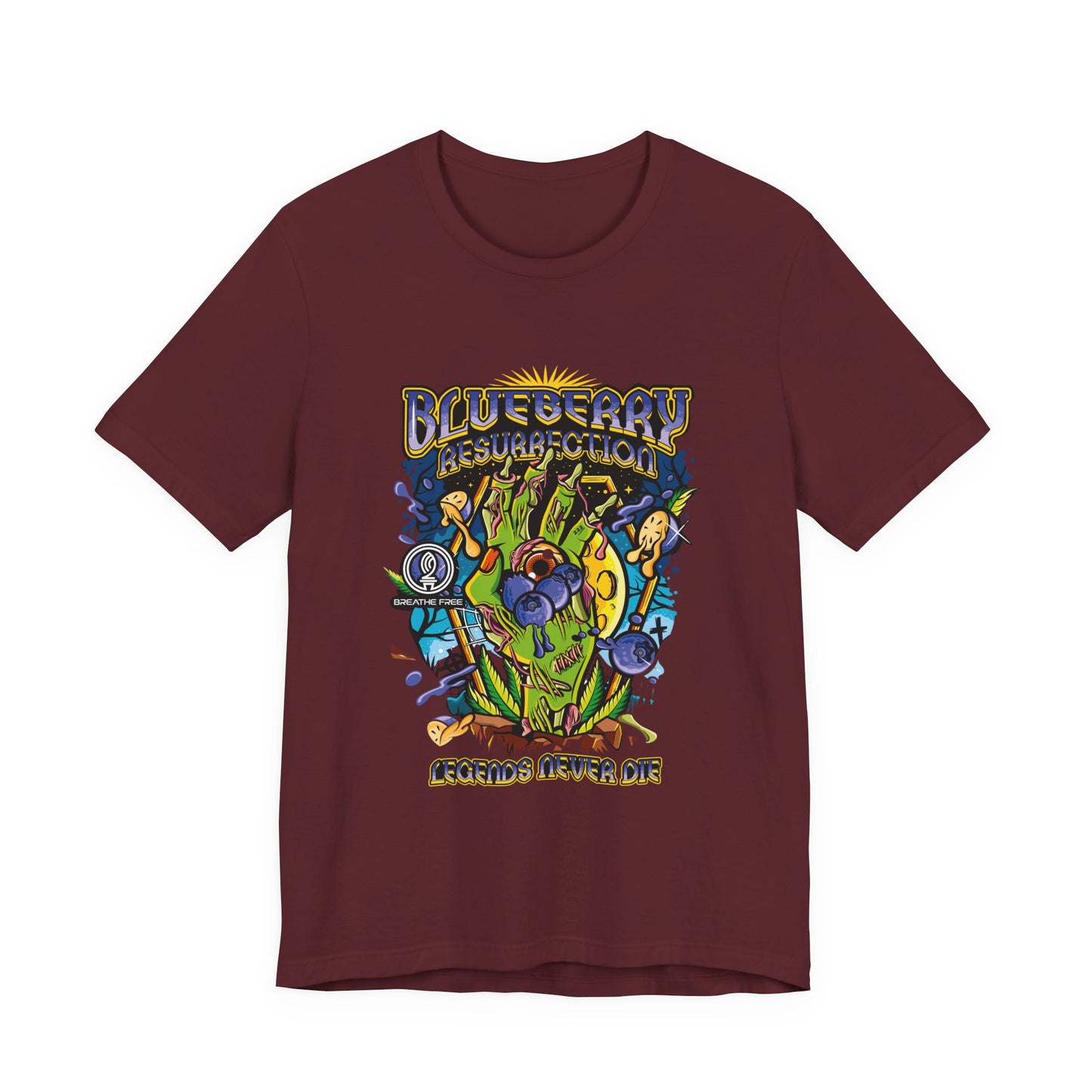 Blueberry Resurrection Short Sleeve Tee, T-Shirt, Gift for Friends, Festival Apparel, Casual Wear, Unique Graphic Design